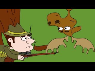 cartoon fun hunter and elk